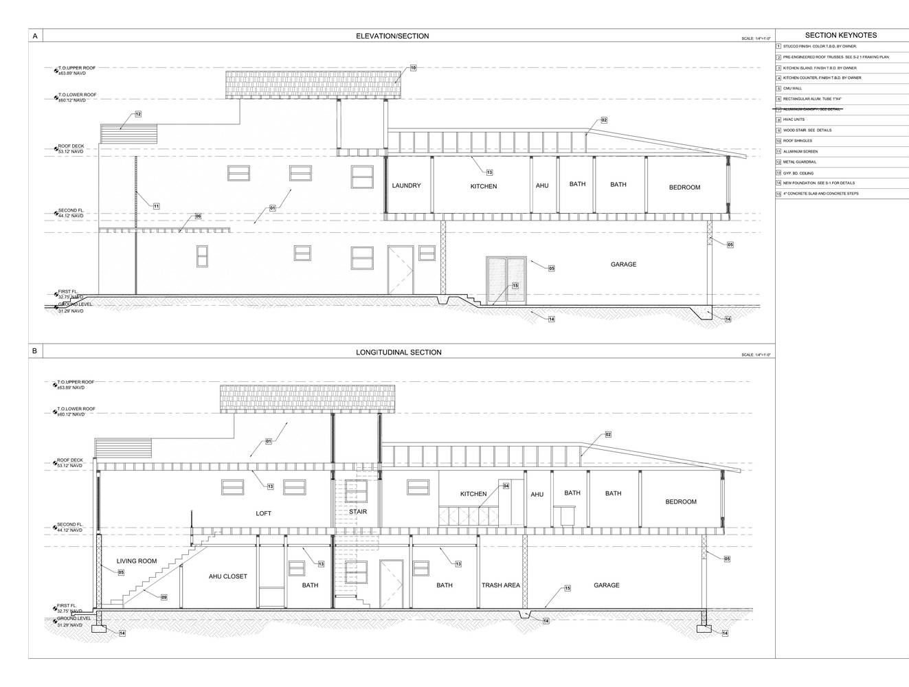 Fourplex - building sections