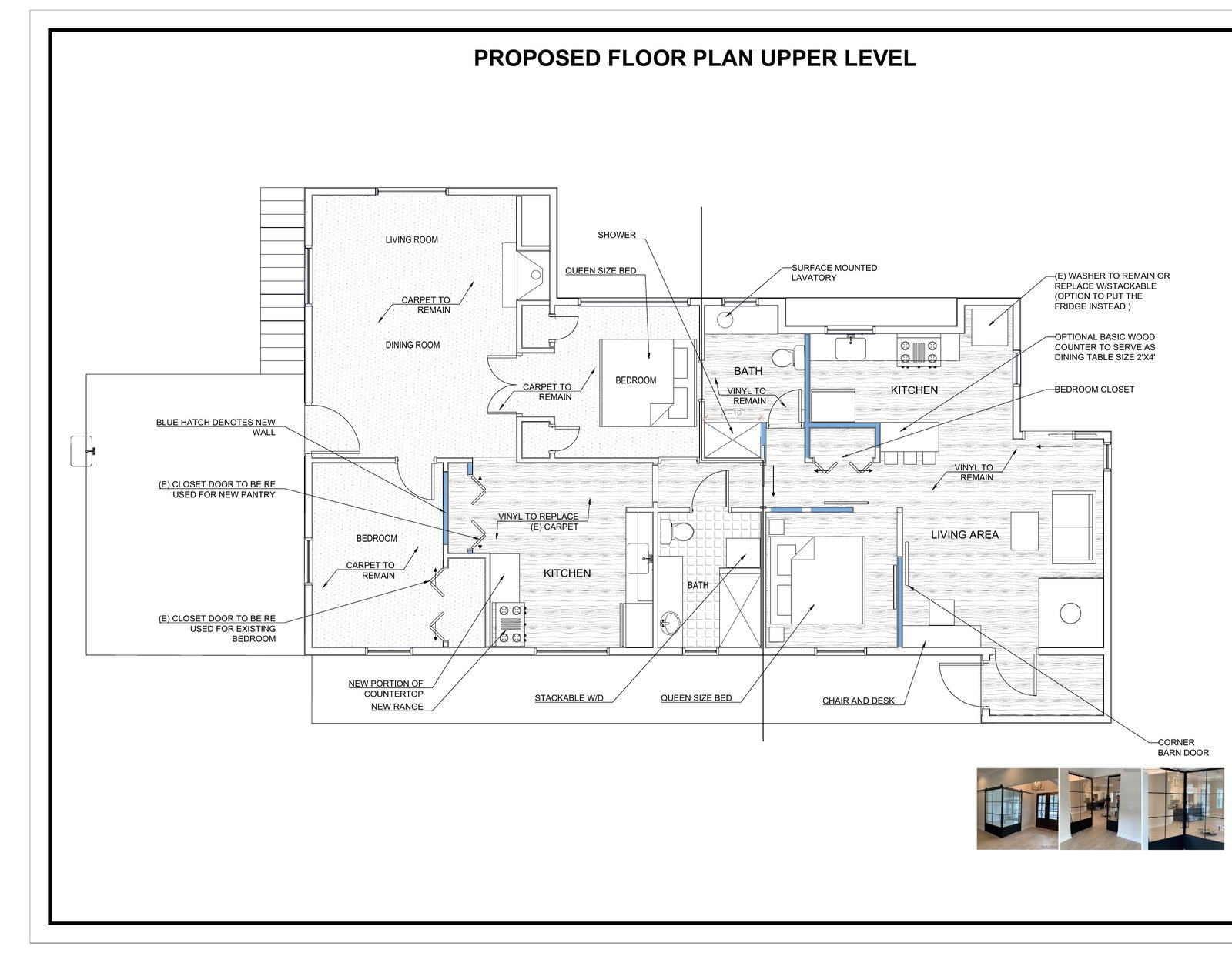 Two-unit conversion - proposed floor plan