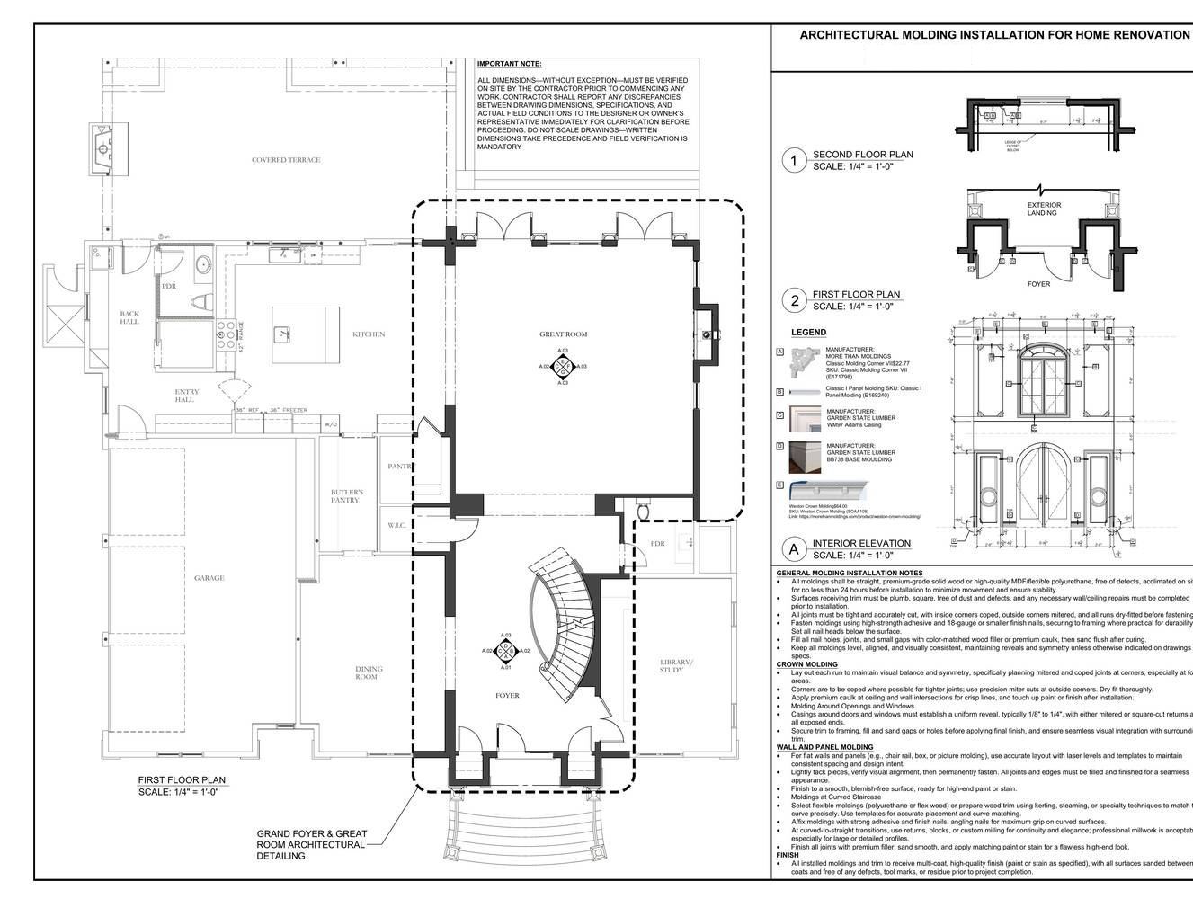 Residence - molding plans and elevations