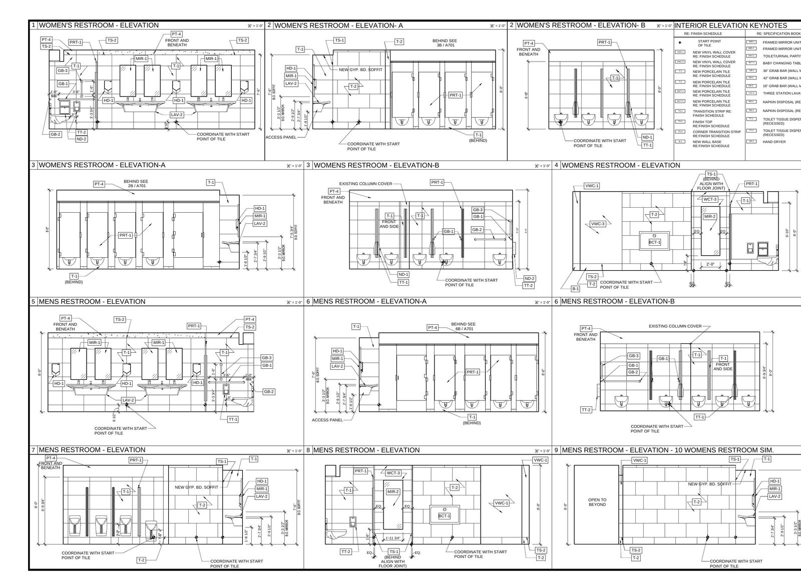 Commercial plaza - interior elevations