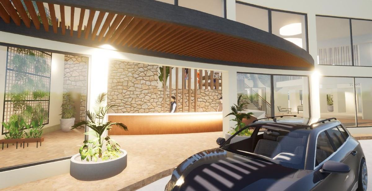 Residential building - entry drive