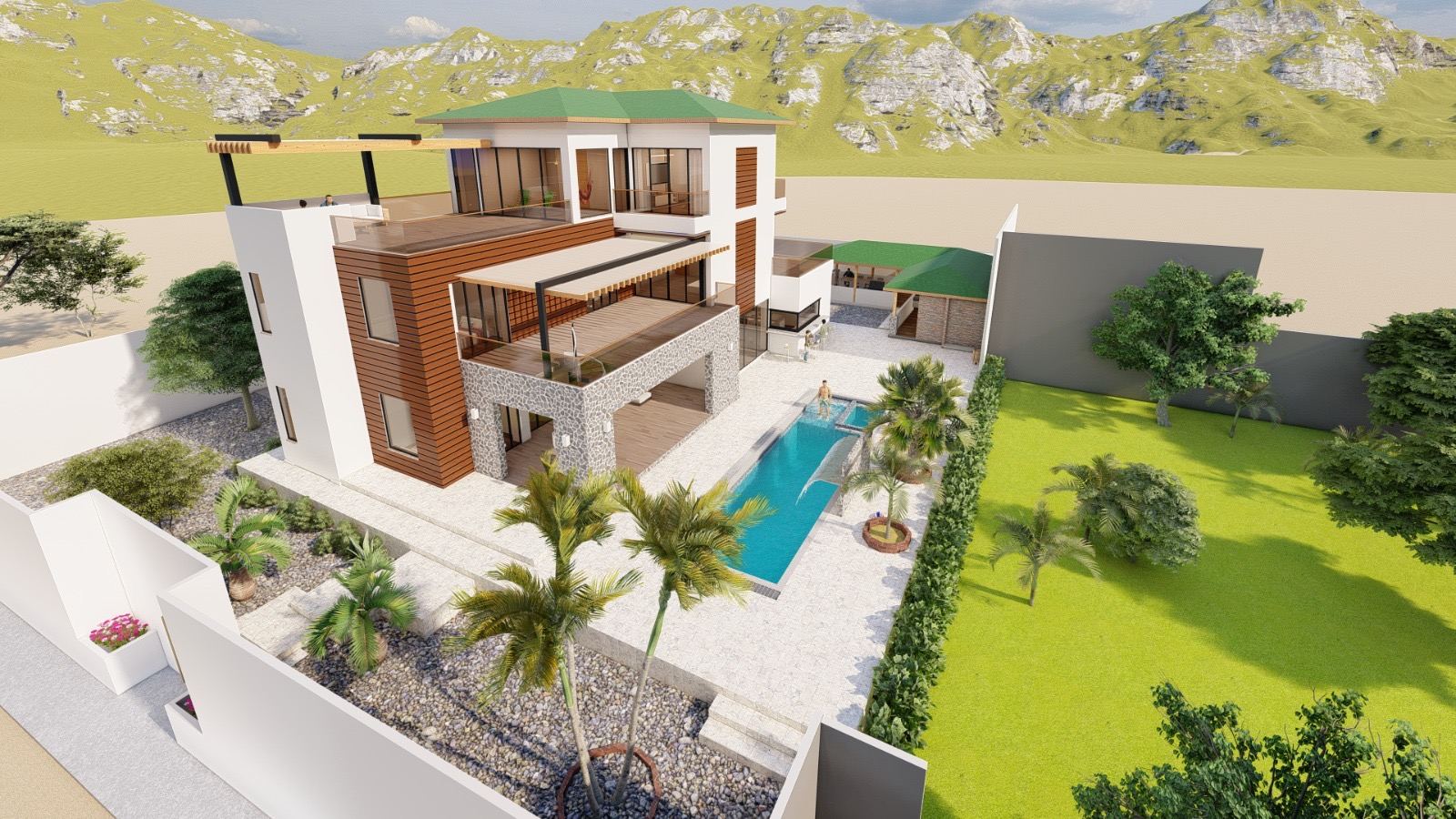 Modern villa - exterior and pool