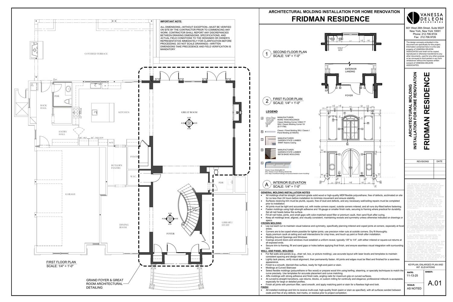 Residence — molding plans & elevations