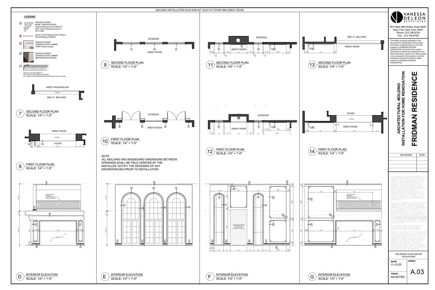 Residence — interior elevations